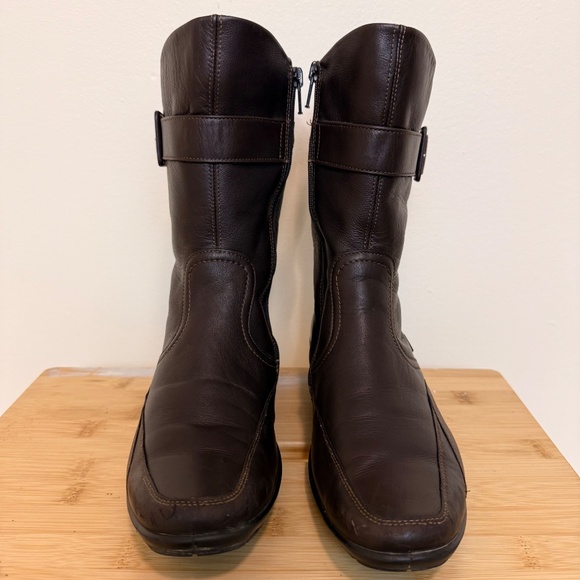 ECCO Brown Leather Mid-Calf Boots - Picture 4 of 10